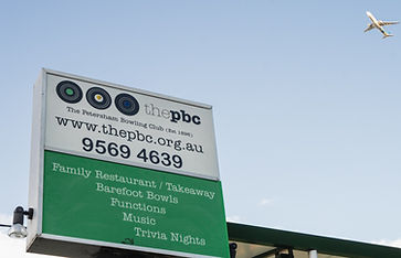 Petersham Bowling Club street sign