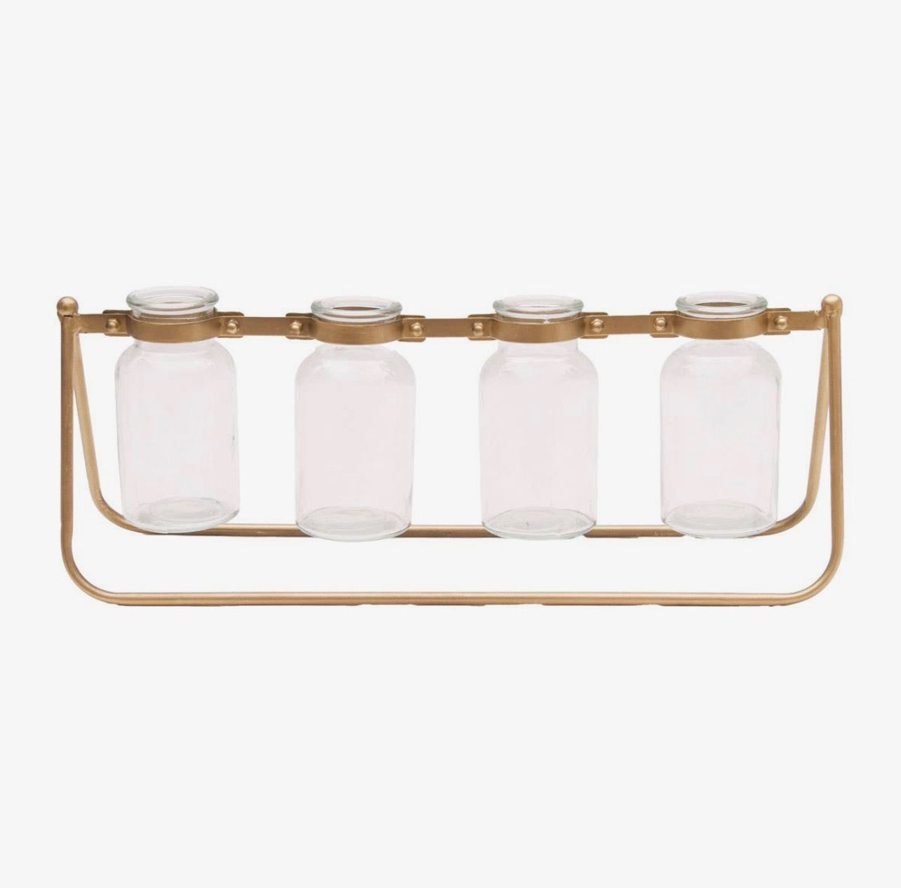 Auden 4 Glass Bud Vases w/ Brass Holder