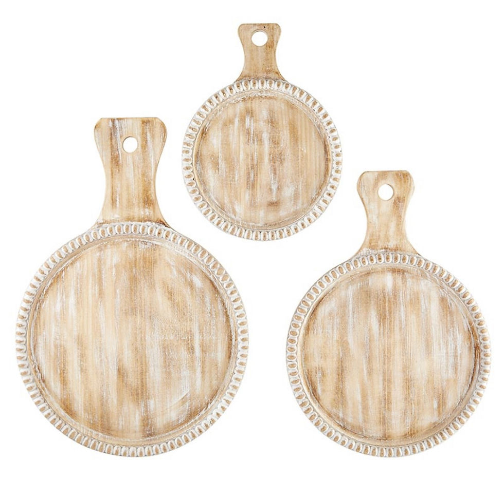 Beaded Round Wood Trays - Set of 3