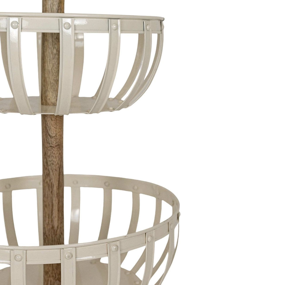 Off White Metal Two-Tiered Kitchen Basket