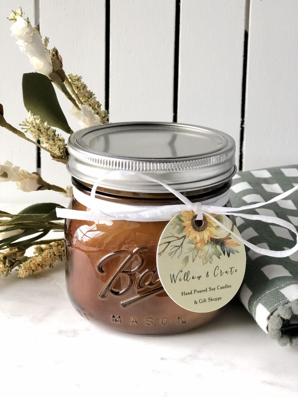 16 oz. Amber "Ball" Mason Jar Candle