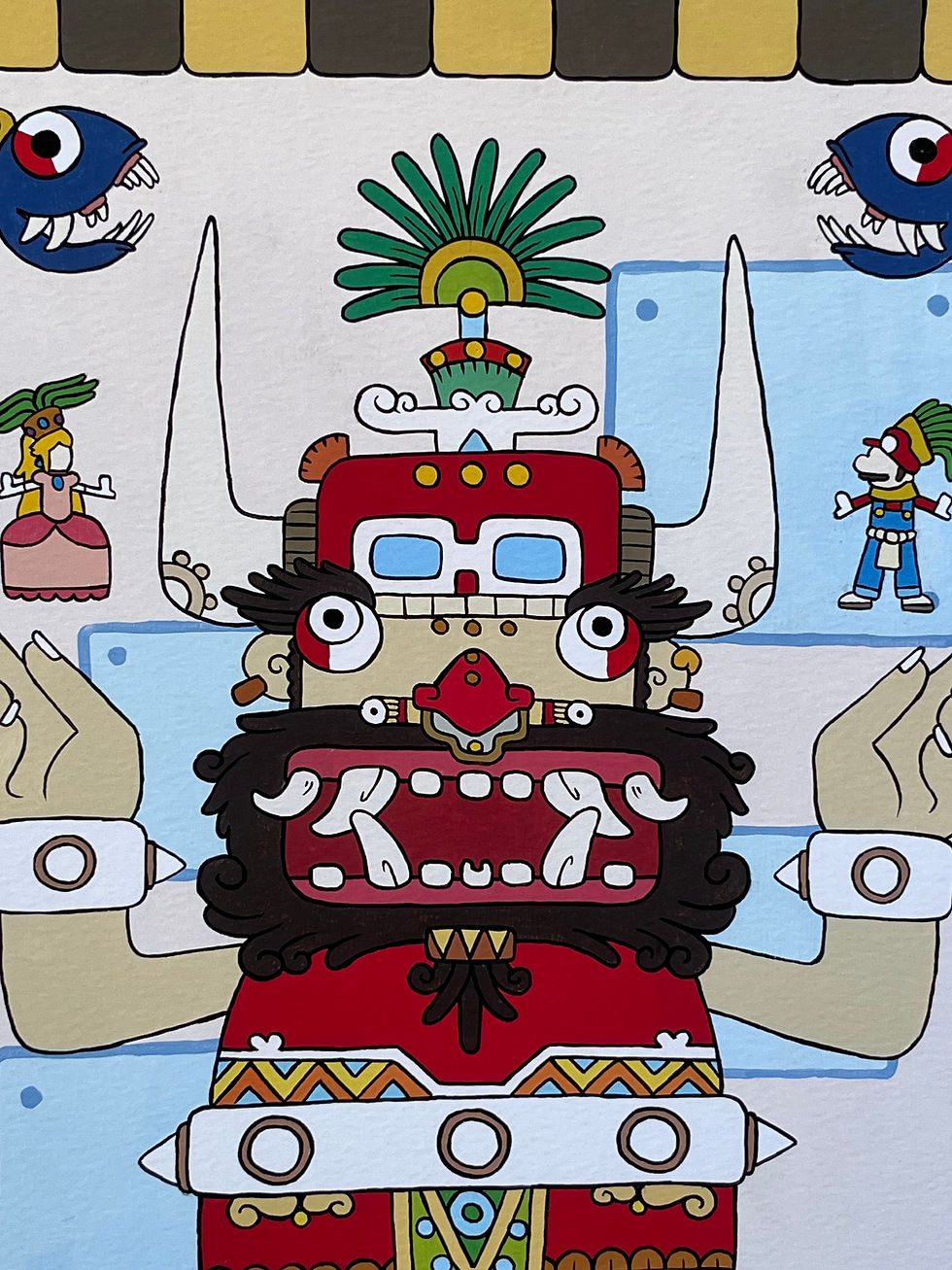 Thumbnail: Mayan Aztec Mario RPG Booster art print