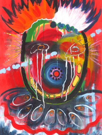 Abstract panting of donald trump as a screaming clown crying