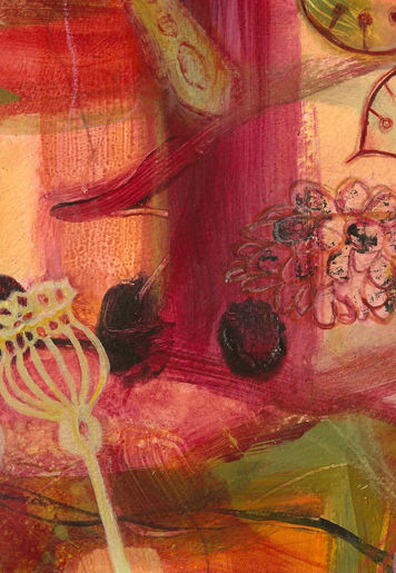 Acrylic painting of seed pods abstract sussex prairie garden