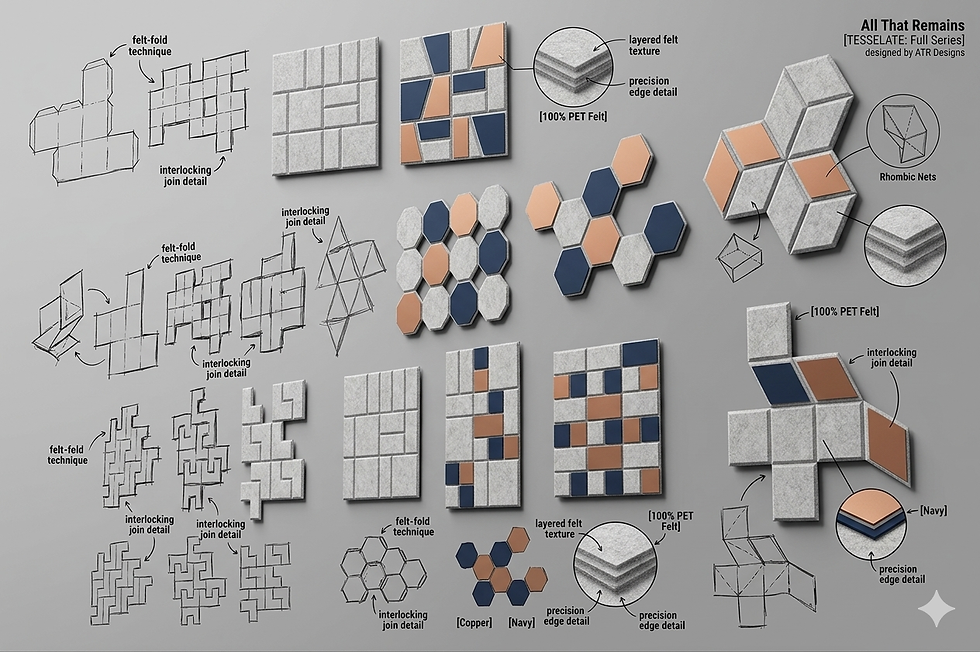 ATR Auratile modular acoustic PET wall panel geometric shapes