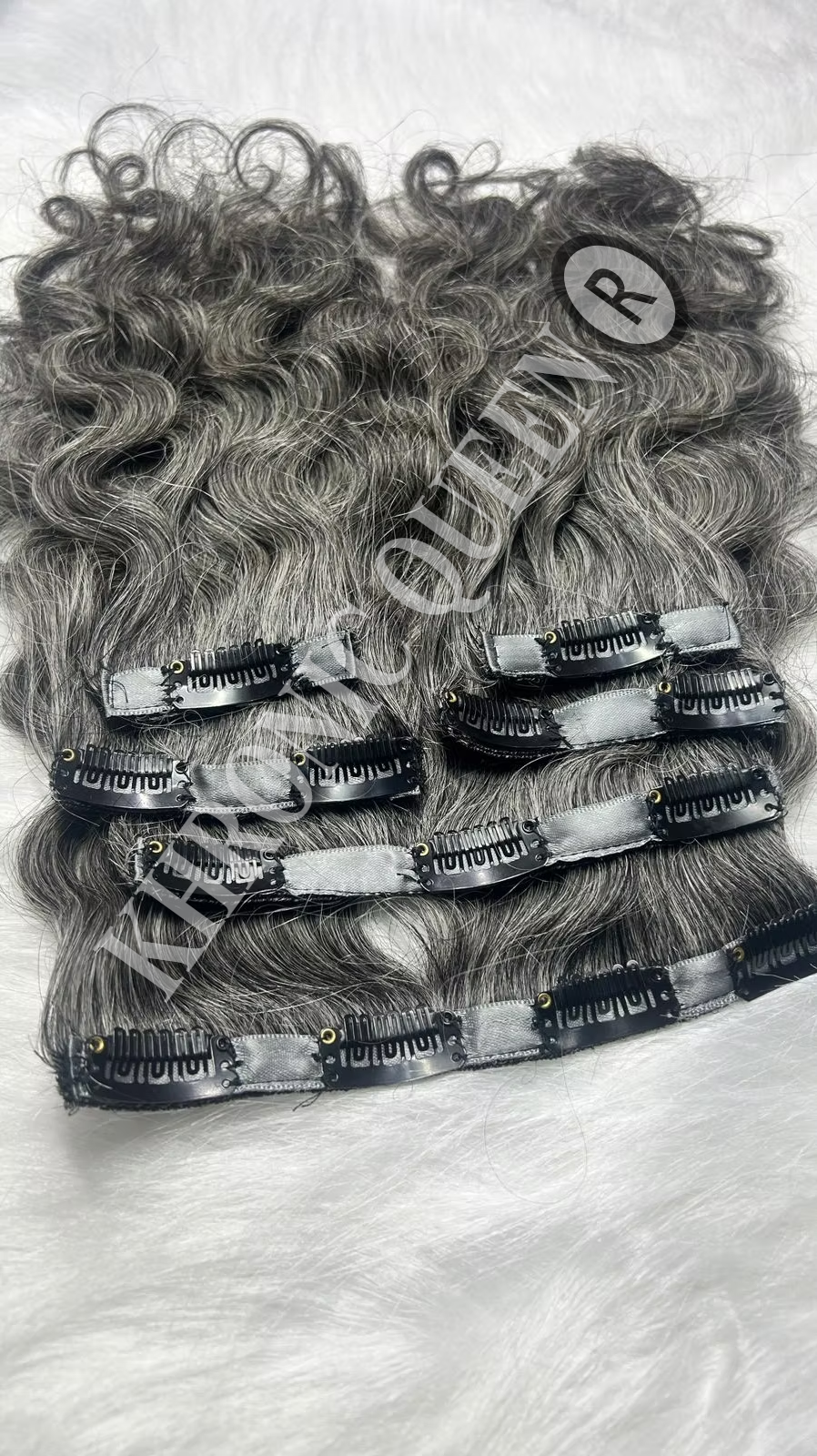 Thumbnail: KHRONIC QUEEN ®️ BULK GREY WAVY – RAW INDIAN HAIR