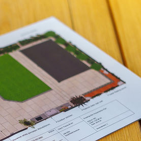 Professional architectural landscape design plan on a table