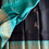 Thumbnail: Jet black with rare beauty sea blue pure silk with deer zari buttas all over 