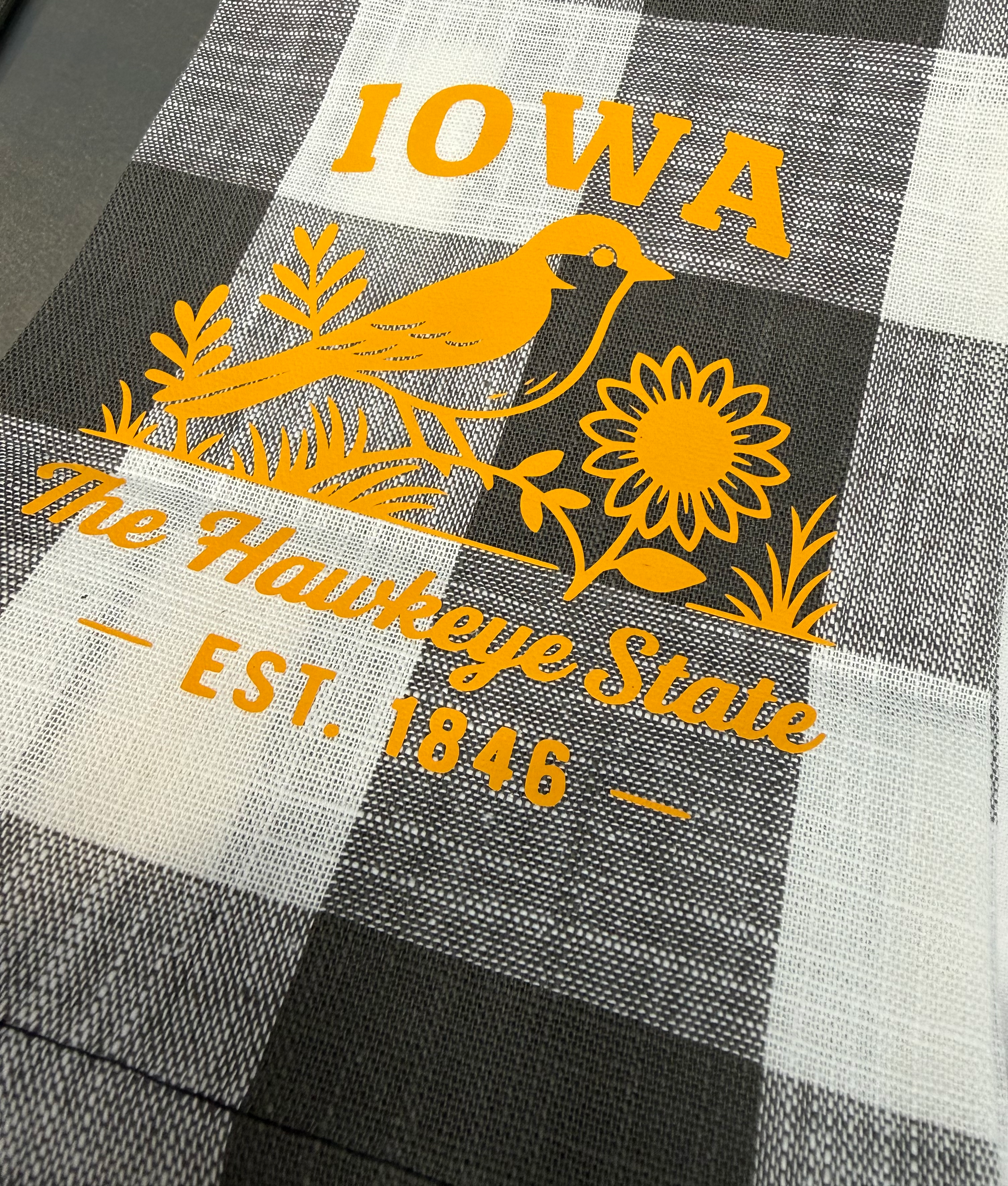 Hawkeye state plaid tea towel