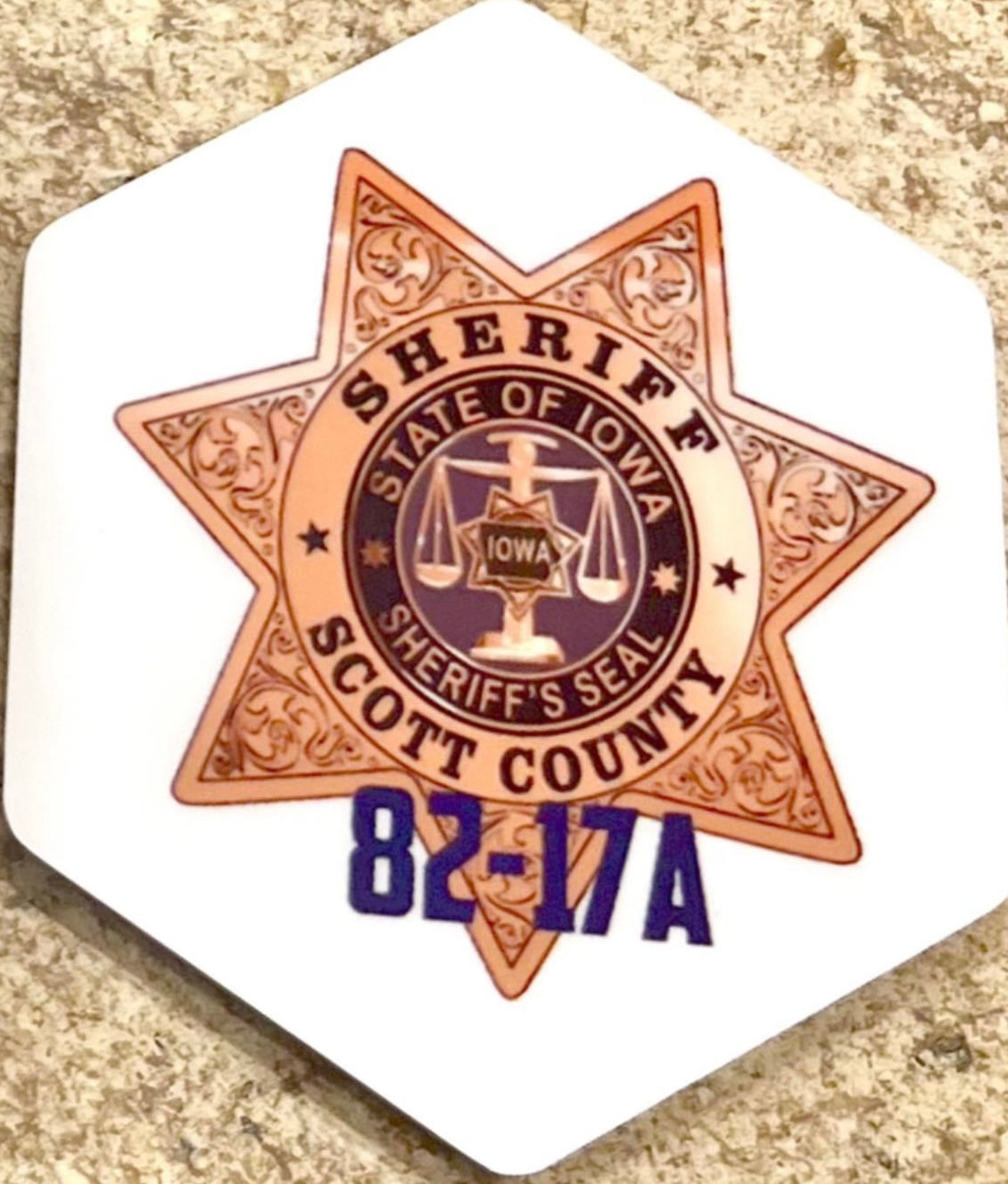 Badge number keychain