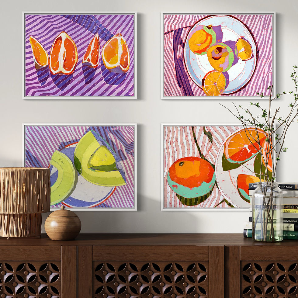 Thumbnail: Oranges on Peach Stripes - SOLD