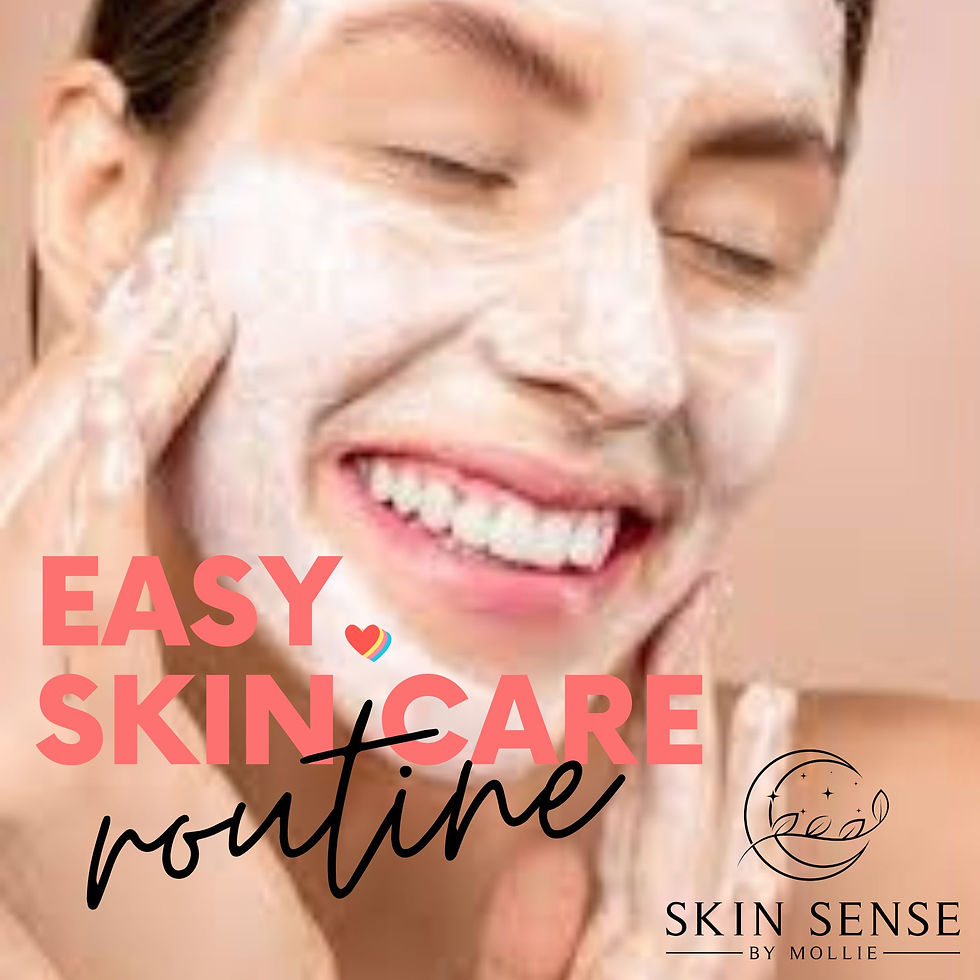 Step-by-step skincare routine: cleansing, toning, moisturizing, and serums and eye cream.