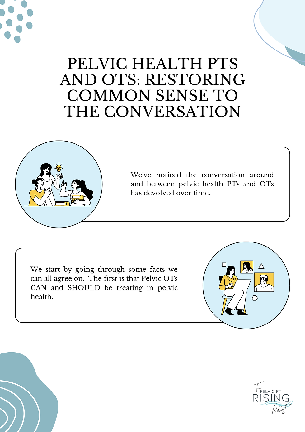 Pelvic Health PTs and OTs: Restoring Common Sense to the Conversation