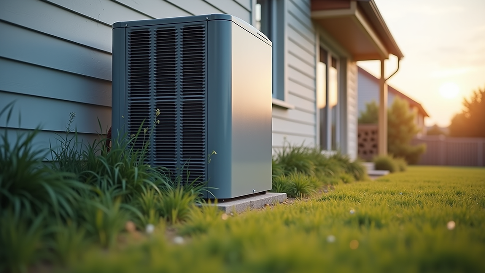Eye-level view of a modern HVAC unit installed outside a residential home