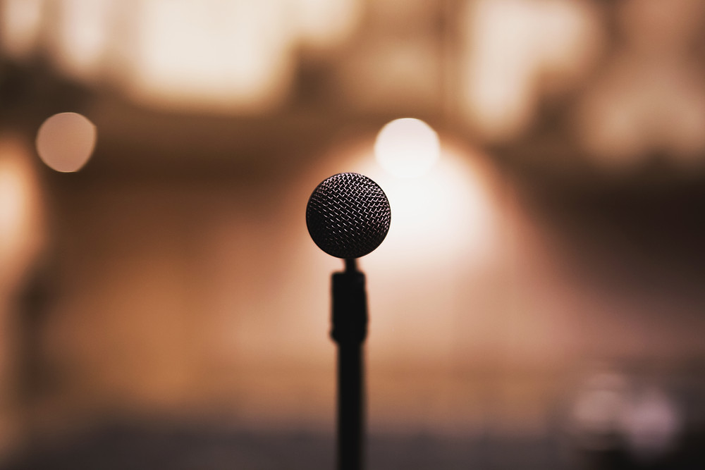 a microphone ready for a presentation