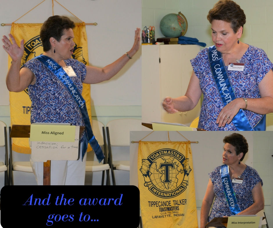 Barb Mayfield gives Miss Communication speech at Toastmasters