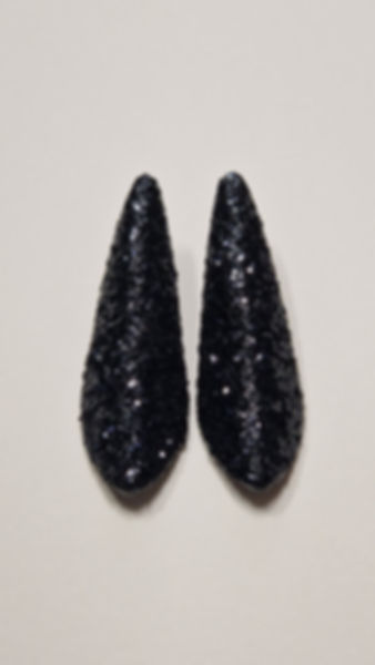 Black glitter handmade earrings by Ane Design