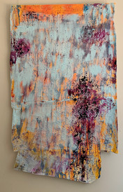 Wollongong City Beach, oil, sand and cotton on canvas 167cmx102cm