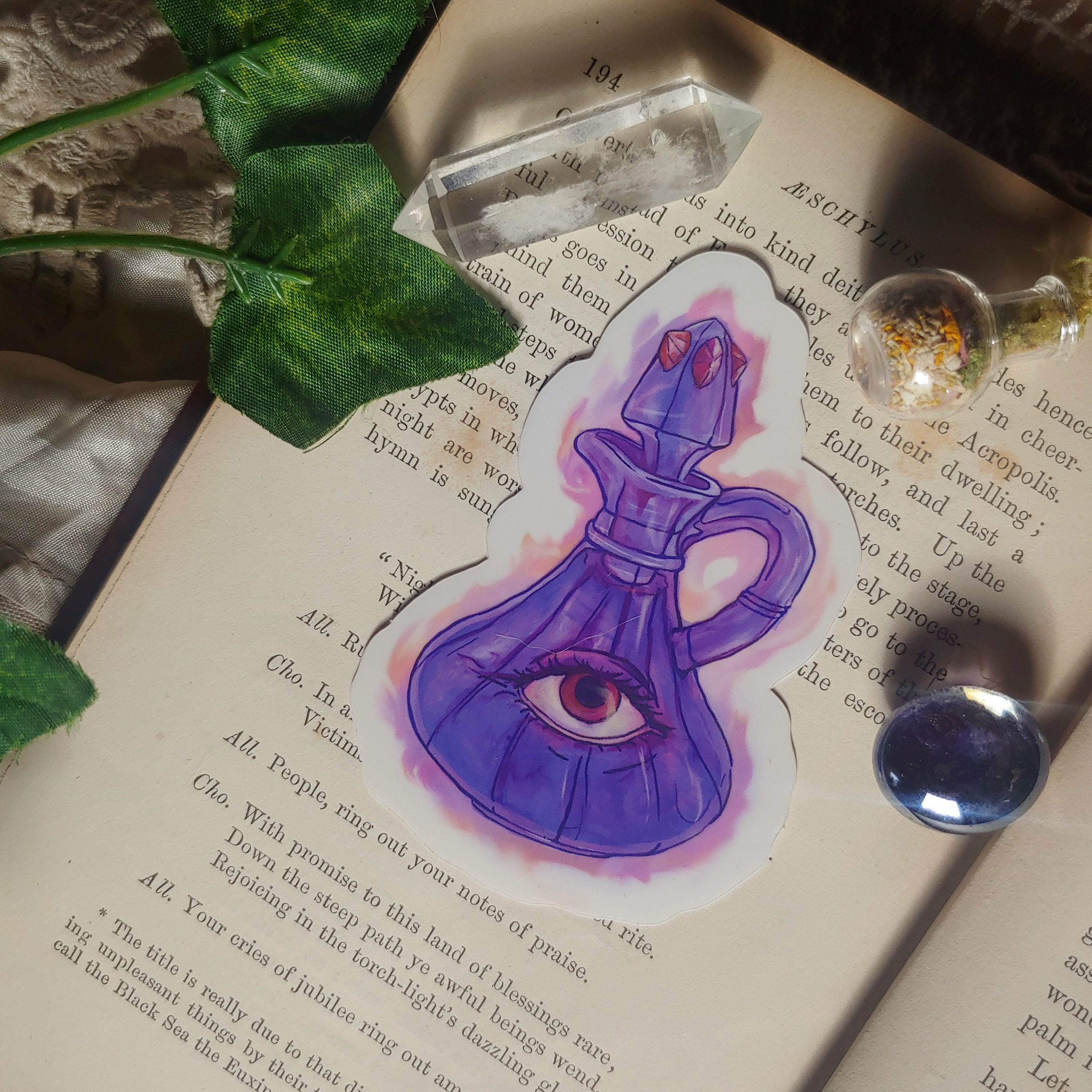 Eyeball Potion Bottle Sticker || Weatherproof, Vinyl, Clear Background || Spooky