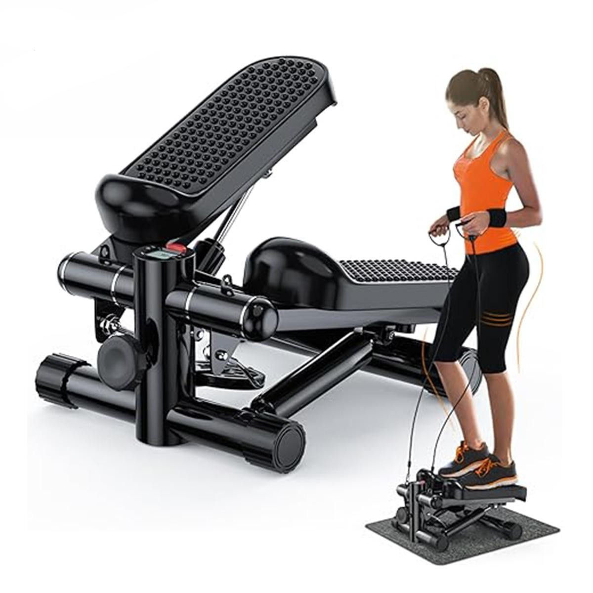 Steppers For Exercise At Home, Space-saving Stair Stepper With Resistance Bands