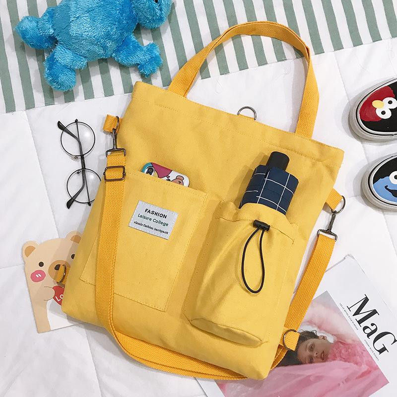 Thumbnail: Harajuku Canvas Bags Students Handbag With Pockets Preppy Buckpack Shoulder Bag