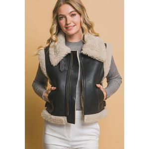 Love Tree Sherpa Zip Up Vest with Pockets