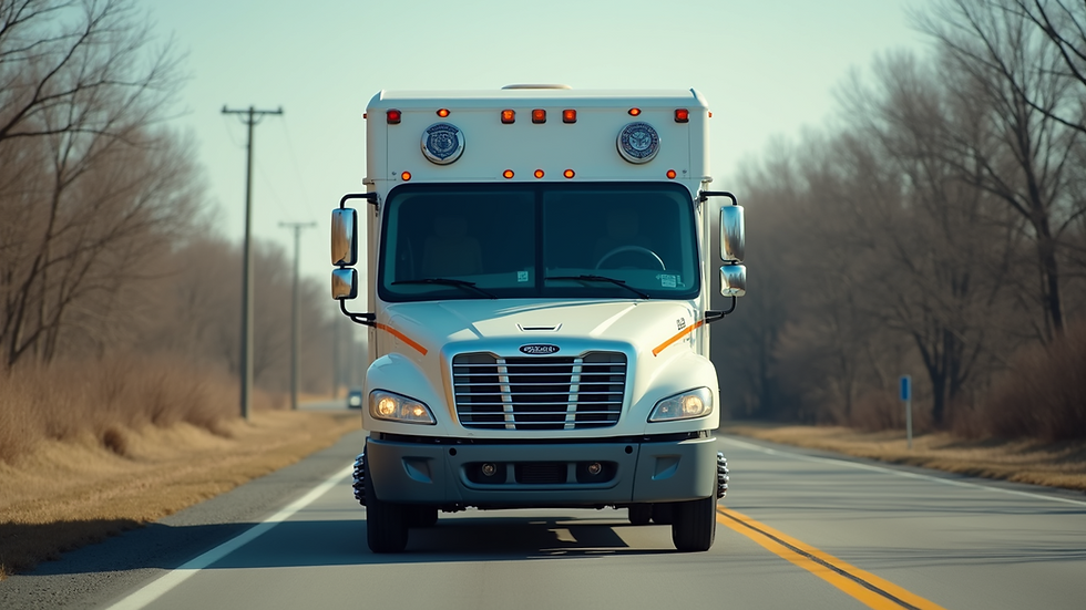Eye-level view of a veterans transportation service vehicle on the road