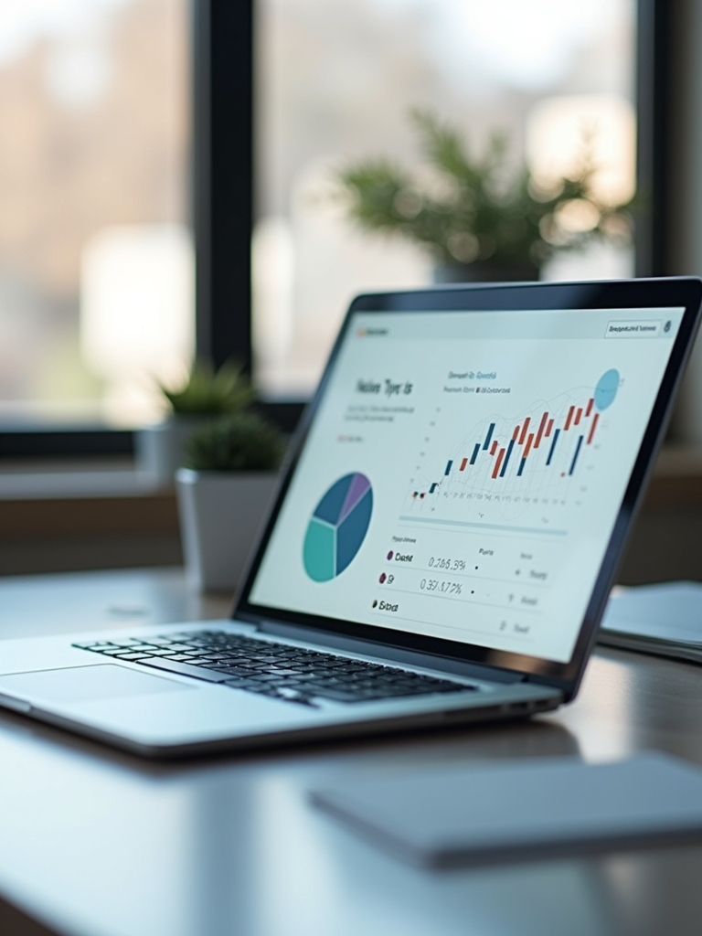 Digital marketing growth chart on laptop screen showing search visibility and organic traffic improvement from generative engine optimization strategy