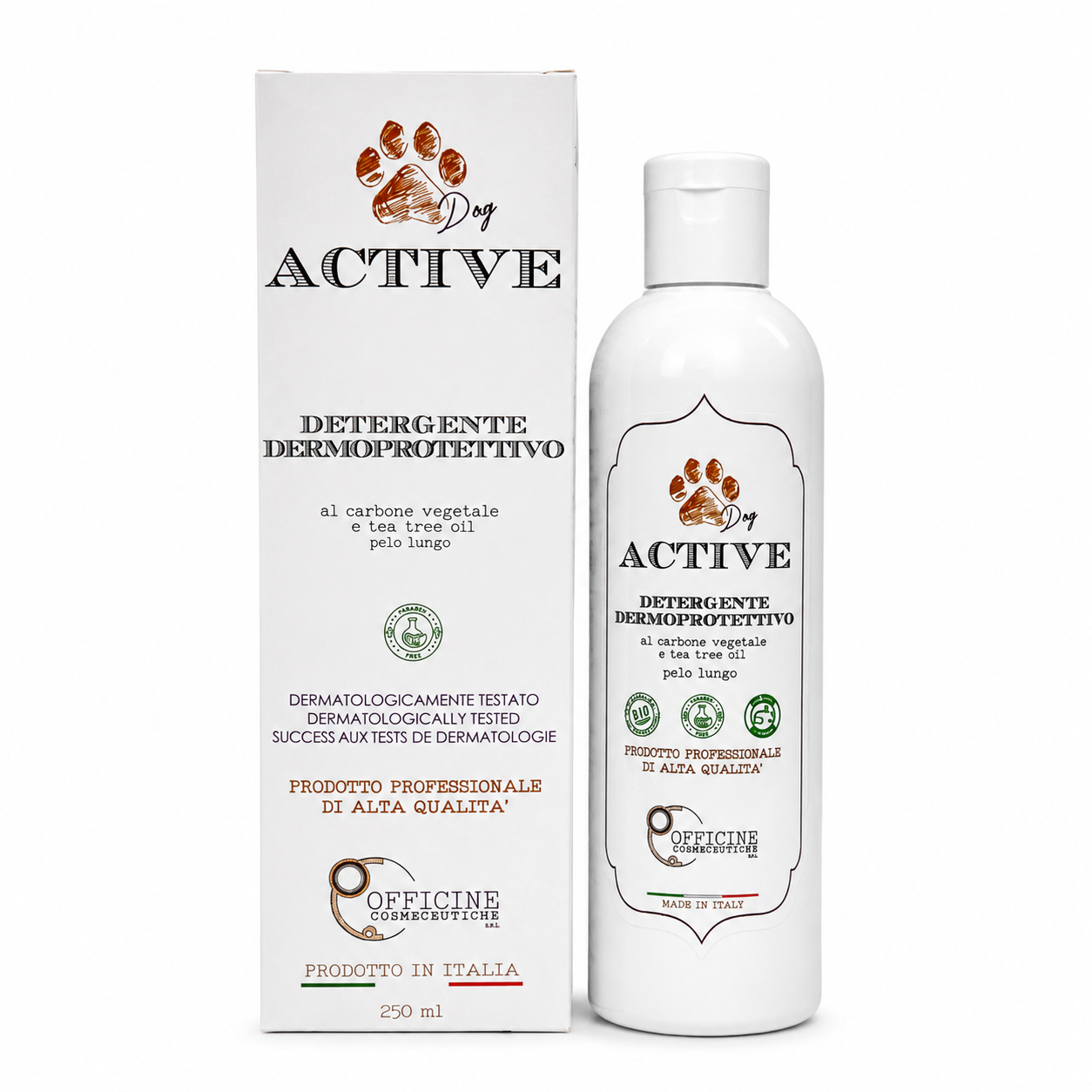 Shampoo Dermoprotettivo Pelo Lungo - Carbone Vegetale & Tea Tree Oil, 250ml