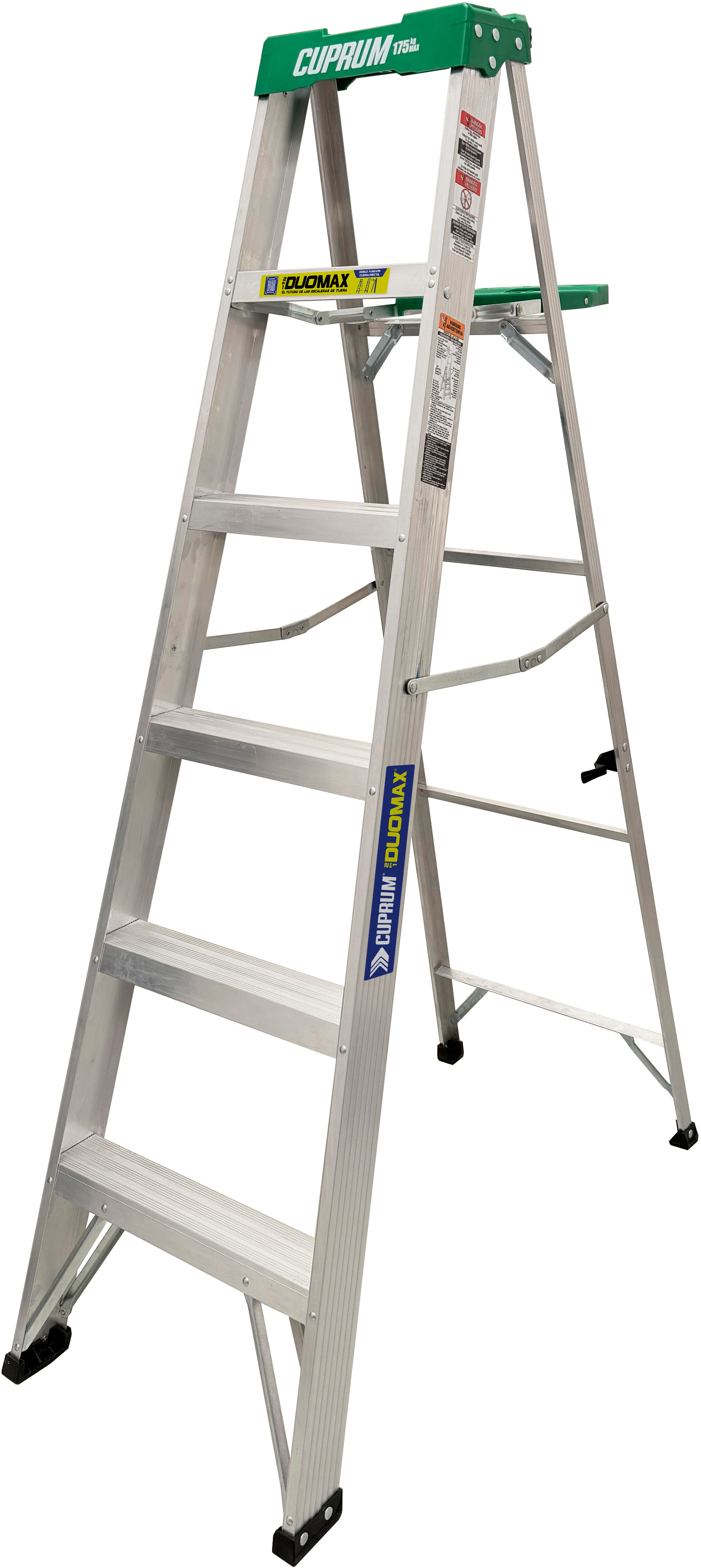 ESCALERA DE TIJERA DE ALUMINIO DUOMAX CUPRUM C-2280-06S  1.83M DE ALTURA Y 175KG