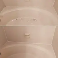 Before and after bathtub repair by local handyman in Southern Pines NC