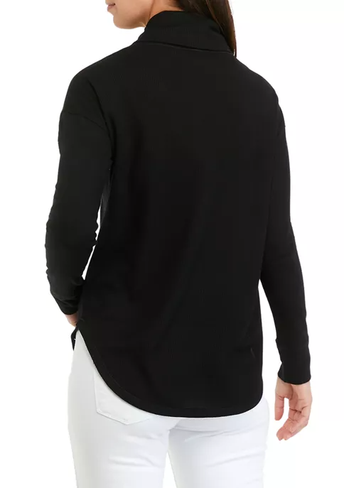 Cowl Neck Waffle Top