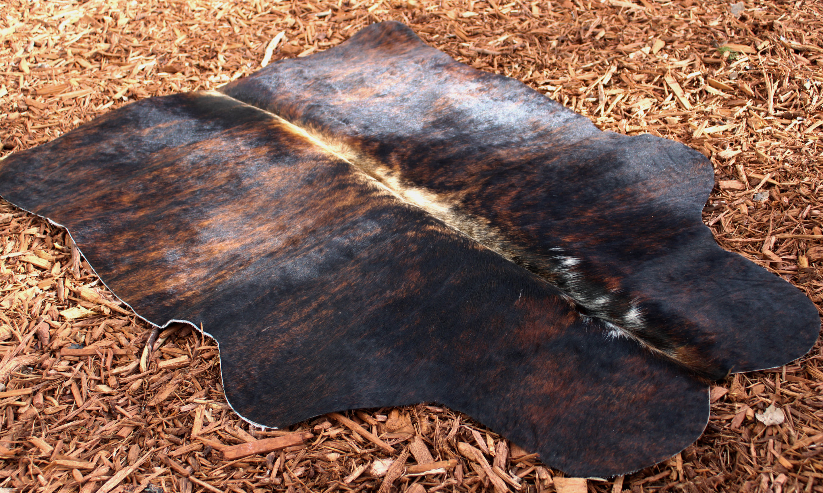 Medium Dark Chocolate Brindle Genuine Cowhide Rug