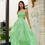 Thumbnail: Green flared cotton long dress