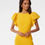 Thumbnail: Flutter Sleeves Sheath yellow Midi Dress