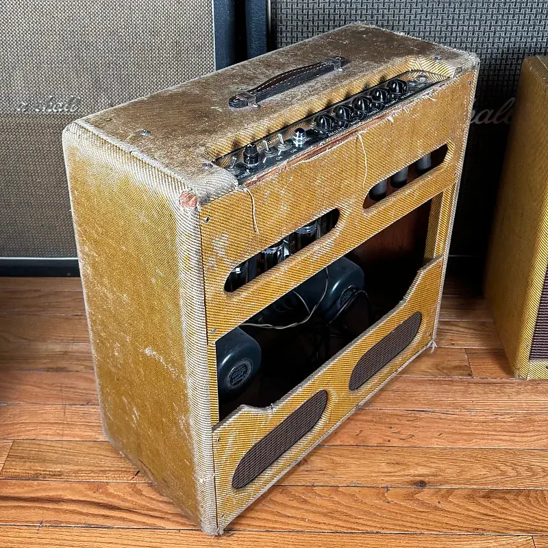 Thumbnail: 1956 Fender Bassman 5E6 Vintage Tweed Narrow Panel Pre CBS 4x10 Tube Combo Ampli