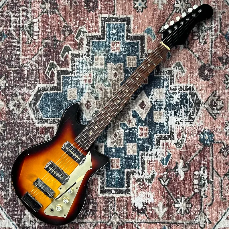 Thumbnail: 1960s MIJ Made In Japan 2 Pickup Vintage Sunburst Electric Guitar W/ Tremolo!