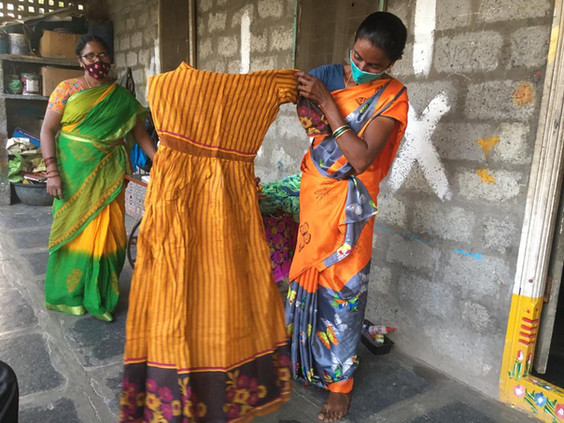 Woman display garment made in their boutique
