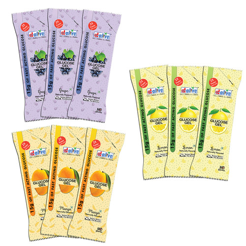 DAlive Glucose Gel 15G Of Fast Acting Glucose (Assorted) 9 Sachets