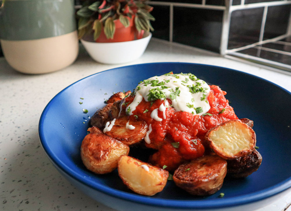 Homemade Patatas Bravas (gluten free, vegan)