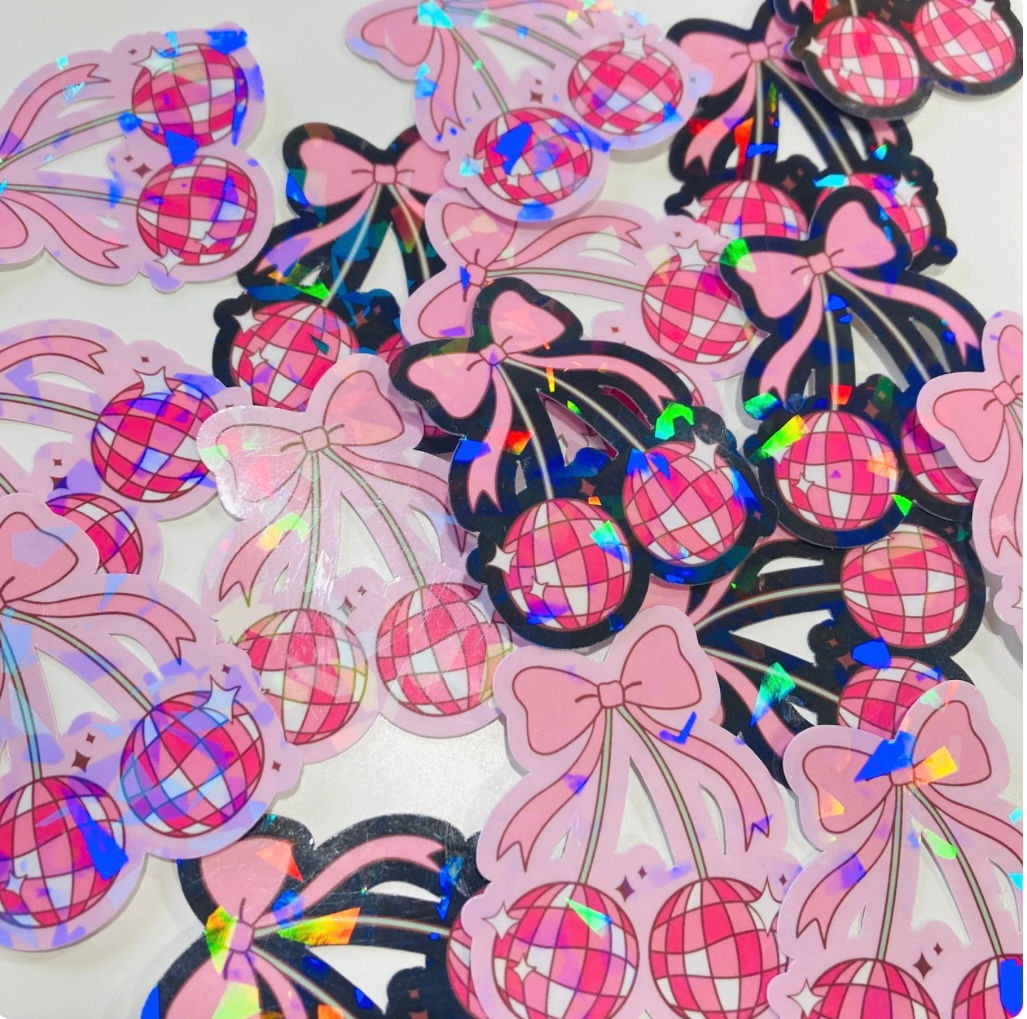 Disco Ball Cherries Sticker