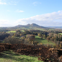 The three mountains, or Trimontium that make up the Eildon Hills in the Scottish Borders.