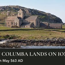 A picture of Iona Abbey, where St Columba landed on Iona in 563 AD.