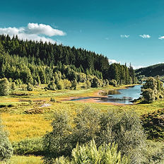 The rugged Trossachs region in the sun.
