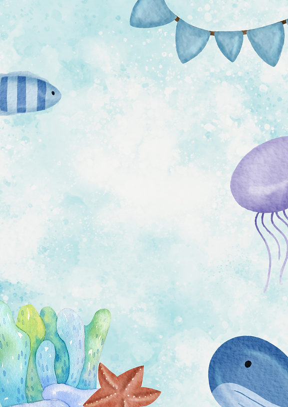 Blue Sea Life Watercolor Blank Notes A4 Document.png