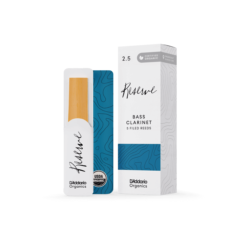 D'Addario ODER0525 Reserve Organic 2.5 Bass Clarinet Reed, Box of 5