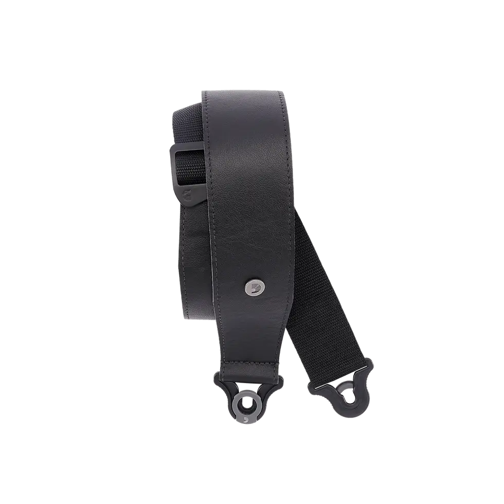D'Addario 25BAL00 Comfort Leather Auto Lock Guitar Strap, 2.5", Black