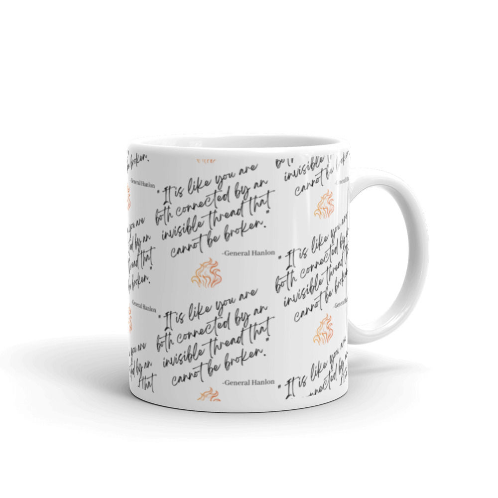 "it's like you are connected by an Invisible thread" Quote White glossy mug