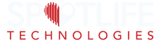 Spotlife Technologies horizontal logo in white and red