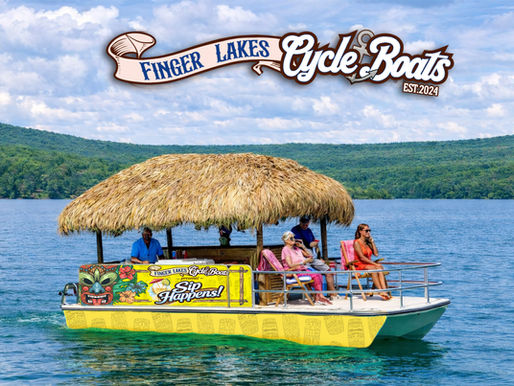 🍹 Finger Lakes Cycle Boats Proudly Presents: Sip Happens Tiki Boat: Private Boat Rentals on Seneca Lake in Watkins Glen, NY